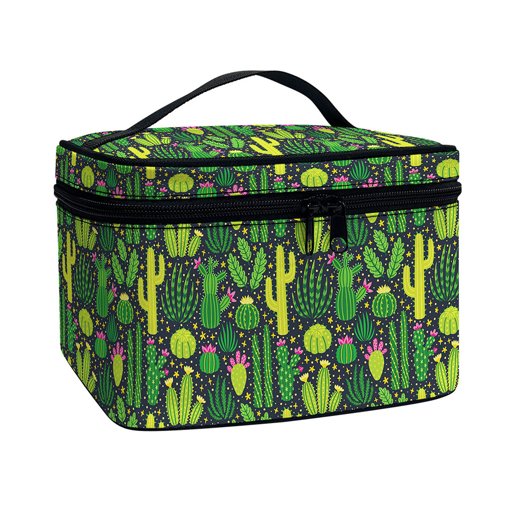 Cute Cactus Plant Pattern Print Travel Makeup Bag