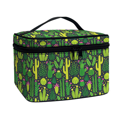Cute Cactus Plant Pattern Print Travel Makeup Bag