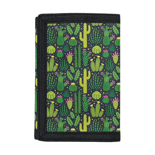 Cute Cactus Plant Pattern Print Trifold Wallet