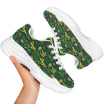 Cute Cactus Plant Pattern Print White Chunky Shoes