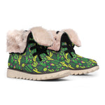 Cute Cactus Plant Pattern Print Winter Boots