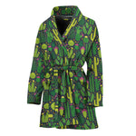 Cute Cactus Plant Pattern Print Women's Bathrobe