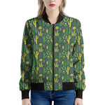 Cute Cactus Plant Pattern Print Women's Bomber Jacket