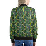 Cute Cactus Plant Pattern Print Women's Bomber Jacket