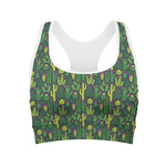 Cute Cactus Plant Pattern Print Women's Sports Bra