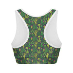 Cute Cactus Plant Pattern Print Women's Sports Bra