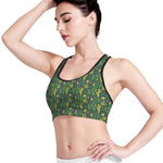Cute Cactus Plant Pattern Print Women's Sports Bra
