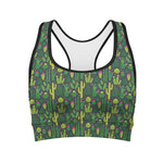 Cute Cactus Plant Pattern Print Women's Sports Bra