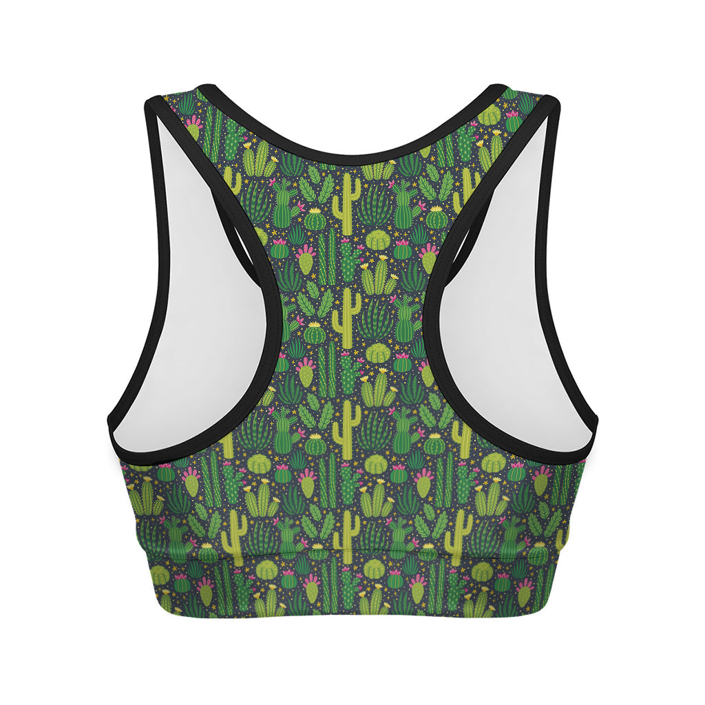 Cute Cactus Plant Pattern Print Women's Sports Bra
