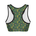 Cute Cactus Plant Pattern Print Women's Sports Bra