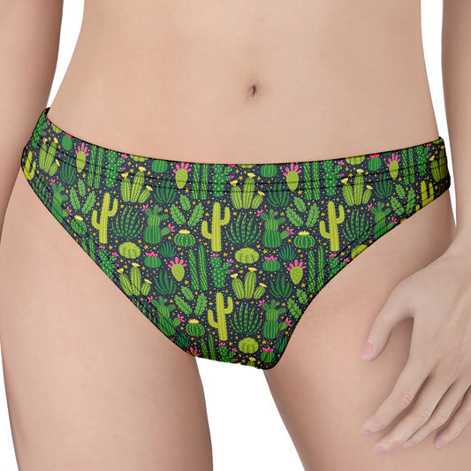 Cute Cactus Plant Pattern Print Women's Thong