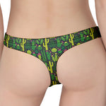 Cute Cactus Plant Pattern Print Women's Thong