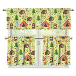 Cute Camping Pattern Print 3 Piece Kitchen Curtains
