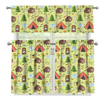 Cute Camping Pattern Print 3 Piece Kitchen Curtains