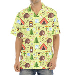 Cute Camping Pattern Print Aloha Shirt