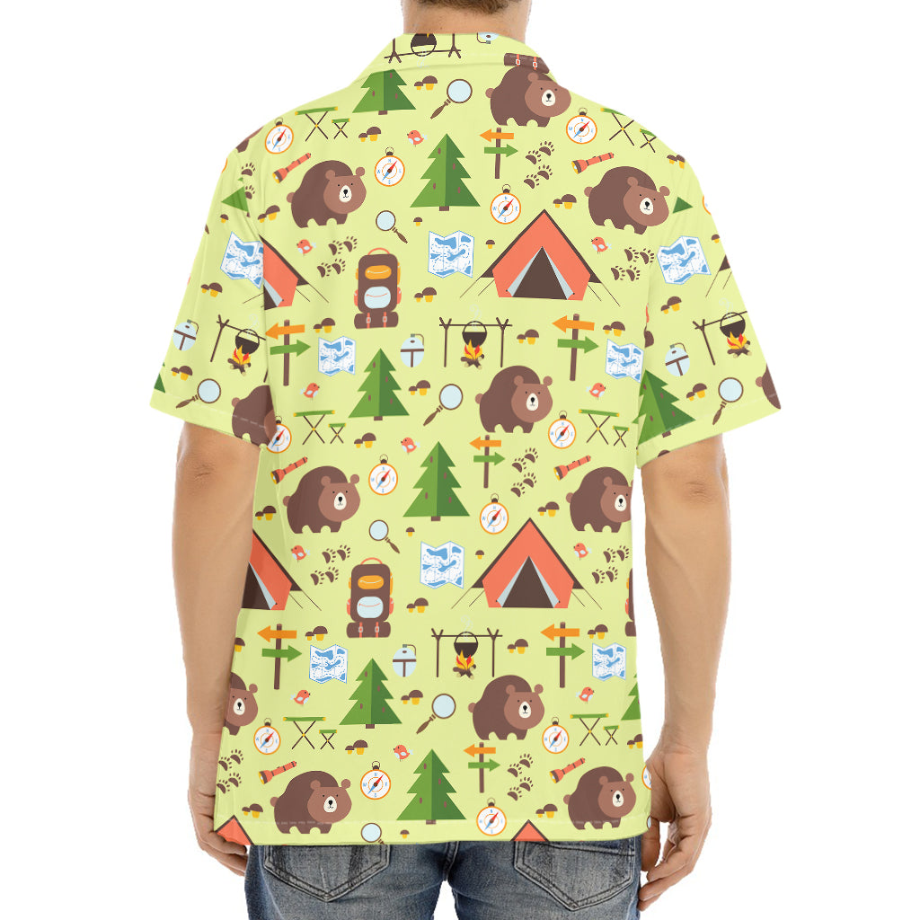 Cute Camping Pattern Print Aloha Shirt