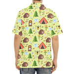 Cute Camping Pattern Print Aloha Shirt