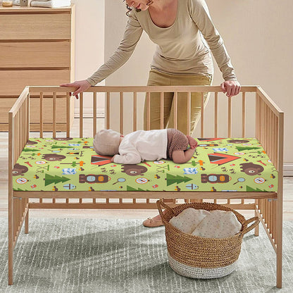 Cute Camping Pattern Print Baby Crib Sheet