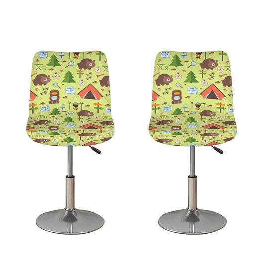 Cute Camping Pattern Print Bar Stool Covers