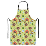 Cute Camping Pattern Print Bib Apron With Pocket