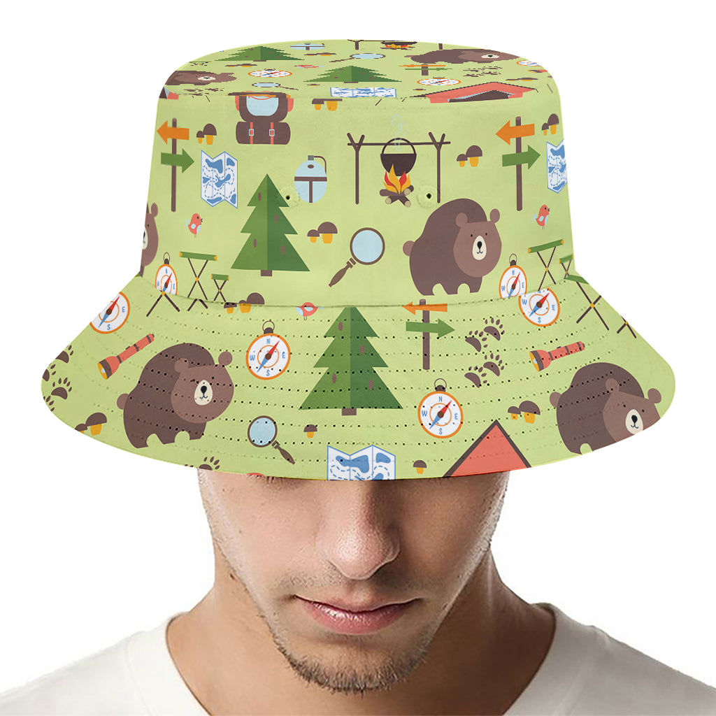 Cute Camping Pattern Print Bucket Hat