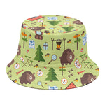 Cute Camping Pattern Print Bucket Hat