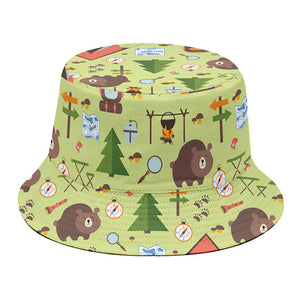 Cute Camping Pattern Print Bucket Hat