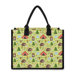 Cute Camping Pattern Print Canvas Tote Bag