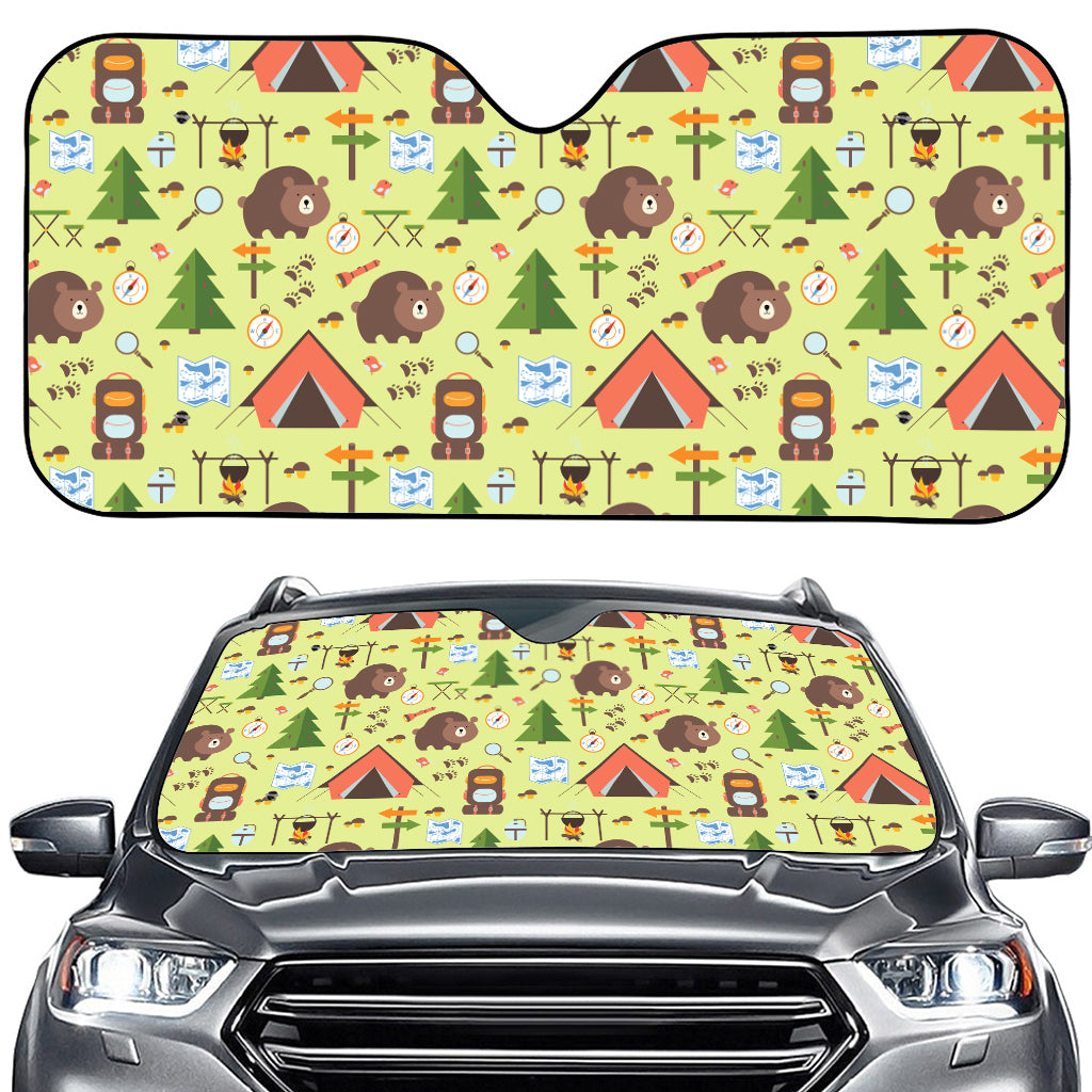 Cute Camping Pattern Print Car Windshield Sun Shade