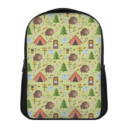 Cute Camping Pattern Print Casual Backpack