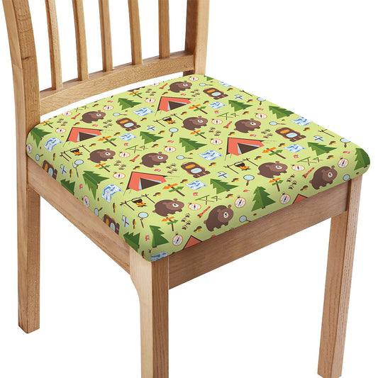 Cute Camping Pattern Print Chair Cushion Cover