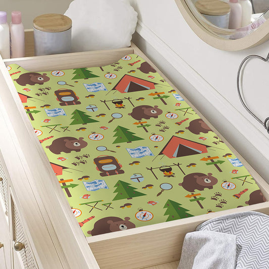 Cute Camping Pattern Print Changing Pad Cover