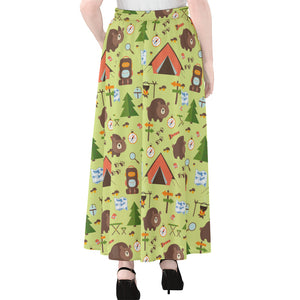 Cute Camping Pattern Print Chiffon Maxi Skirt