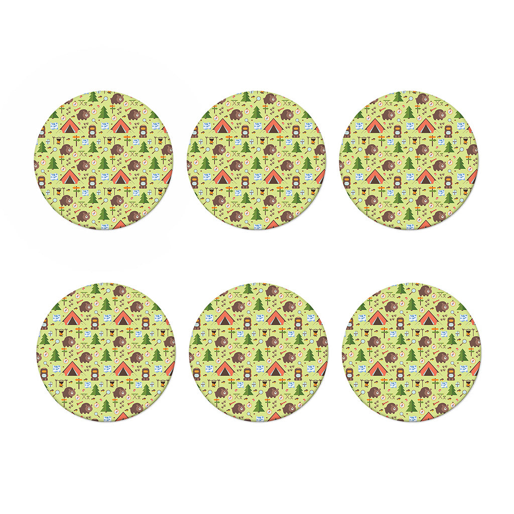 Cute Camping Pattern Print Coaster Set