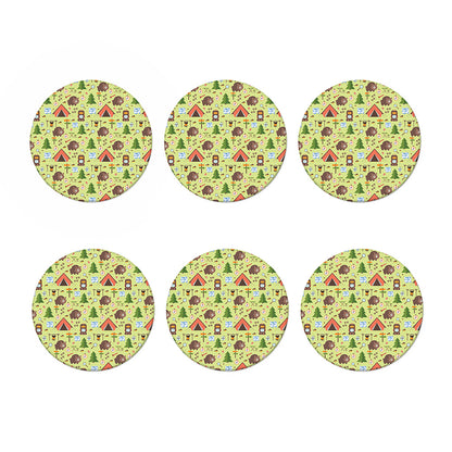 Cute Camping Pattern Print Coaster Set