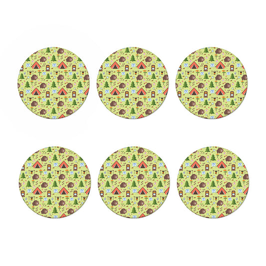 Cute Camping Pattern Print Coaster Set