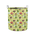 Cute Camping Pattern Print Collapsible Laundry Basket