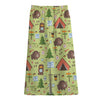 Cute Camping Pattern Print Cotton Front Slit Maxi Skirt