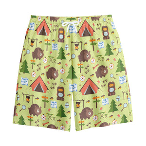 Cute Camping Pattern Print Cotton Shorts