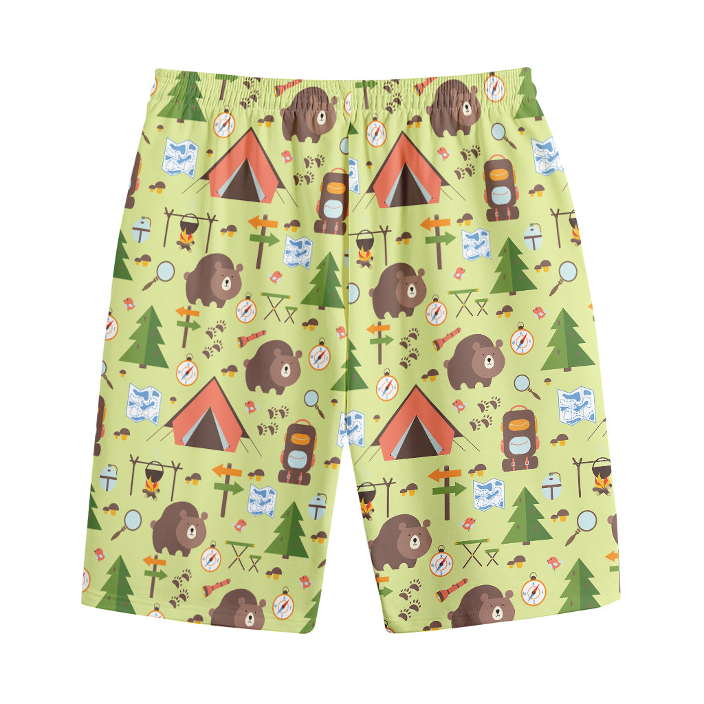 Cute Camping Pattern Print Cotton Shorts