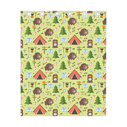 Cute Camping Pattern Print Curtain