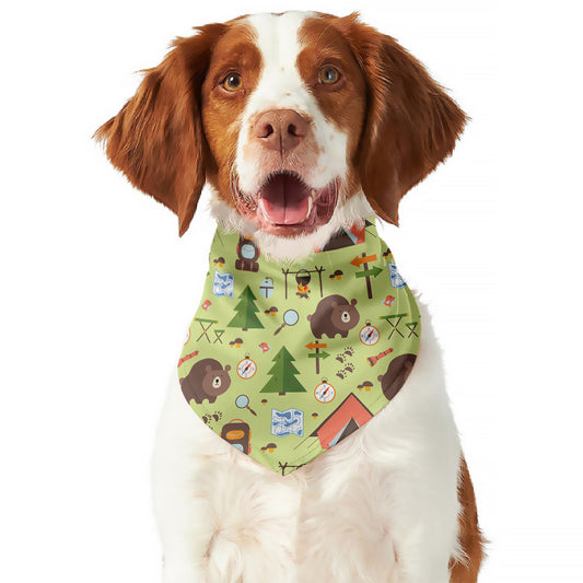 Cute Camping Pattern Print Dog Bandana