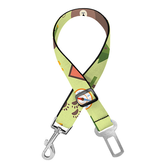 Cute Camping Pattern Print Dog Seat Belt