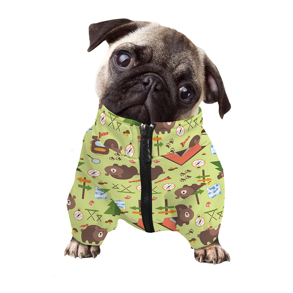 Cute Camping Pattern Print Dog Zip Up Jacket