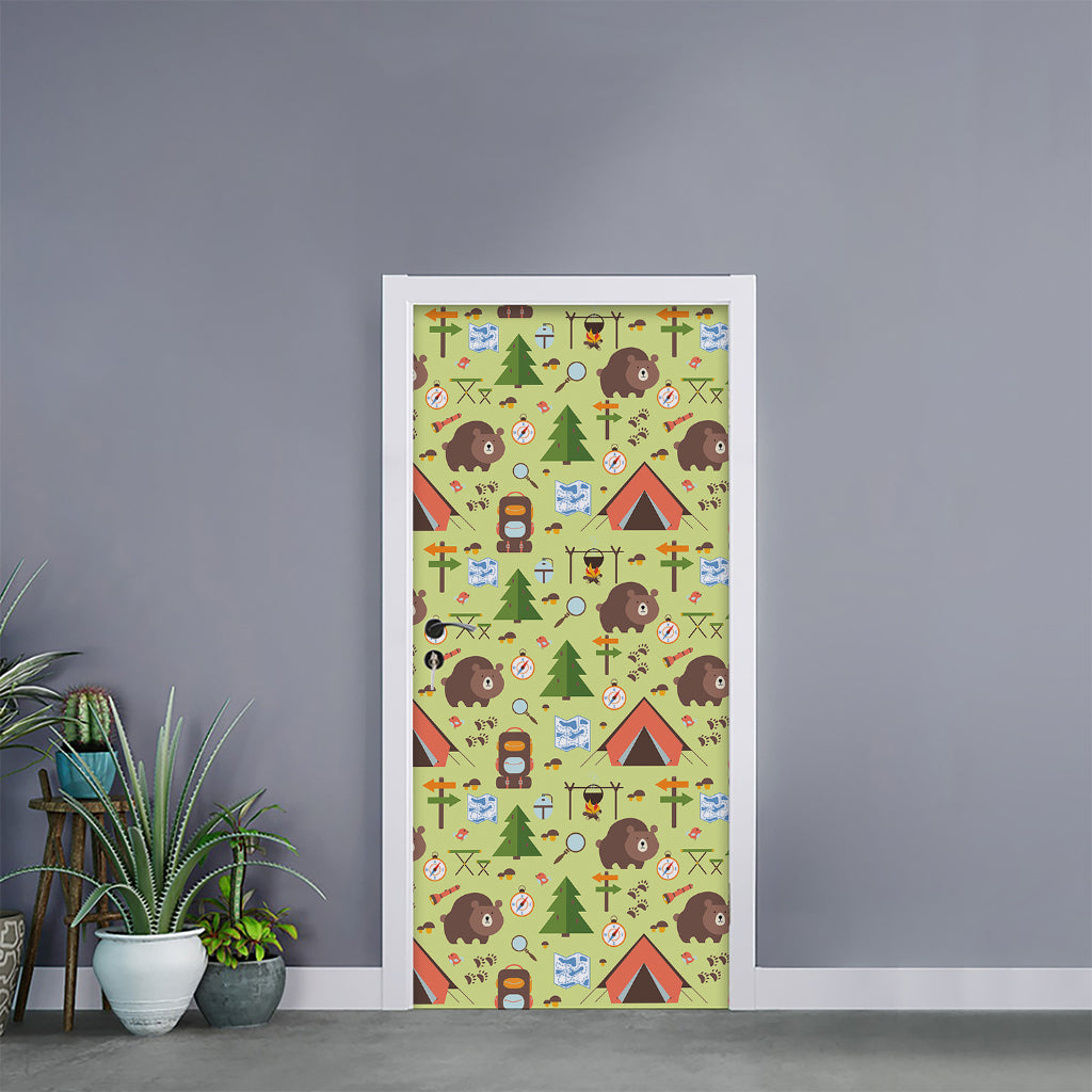 Cute Camping Pattern Print Door Sticker