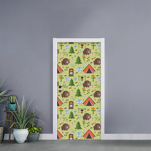 Cute Camping Pattern Print Door Sticker