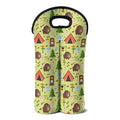 Cute Camping Pattern Print Double Neoprene Wine Tote
