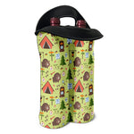 Cute Camping Pattern Print Double Neoprene Wine Tote
