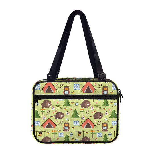 Cute Camping Pattern Print Double Strap Bible Bag