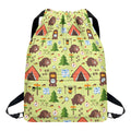 Cute Camping Pattern Print Drawstring Backpack